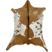 Light Brown and Off-White Goatskin:  light brown, and off-white with brown spots on both sides, and it has black down the spine - 3'5" x 2'8" (GOAT338)