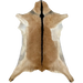 Caramel and Off-White Goatskin:  caramel with off-white on the belly and legs, and a blackish brown strip down the middle - 2'11" x 2'2" (GOAT357)