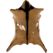 Brown and Off-White Goatskin:  brown, with a few small, off-white spots, and it has dark brown, longer hair down the middle and a strip across the shoulder - 3' x 2'4" (GOAT363)