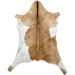 Caramel and White Goatskin: caramel with white on the belly and part of the legs, and black and white, longer hair down the spine - 2'9" x 2' (GOAT405)