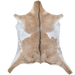 Caramel and White Speckled Goatskin: caramel with white speckles, white with black speckles on the belly, and dark brown with white speckles down the spine - 2'10" x 2'3" (GOAT407)