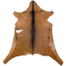Brown and Black Goatskin: brown with black down the middle, across the shoulder, and one white spot on the left side of the belly - 2'11" x 2'2" (GOAT409)