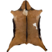 Brown and Blackish Brown Goatskin: brown with blackish brown speckles, and blackish brown down the spine and on the belly, a beige spot in the middle of the shoulder, and a white spot on the right side of the back - 2'11" x 2' (GOAT410)