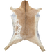 Caramel and White Speckled Goatskin: caramel with white speckles, white with caramel spots on the left side, and brown down the spine - 2'11" x 2'2" (GOAT412)