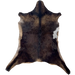 Two Tone Brown Goatskin: has a mix of dark brown and light brown, and a white spot on the right side of the belly - 2'11" x 2' (GOAT419)
