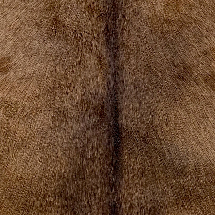 closeup of this Goatskin, showing brown with darker brown down the middle  (GOAT433)