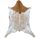 White and Reddish Brown Speckled Goatskin: white with reddish brown speckles and spots, and solid reddish brown on the shoulder and head - 3'5" x 2'5" (GOAT445)
