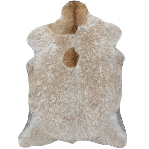 Brown and Ivory Speckled Goatskin: ivory with brown speckles and spots - 3'1" x 2'1"  (GOAT450)
