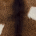 Closeup of this Goatskin, showing brown with dark brown speckles, dark brown down the spine, and one white spot on each side (GOAT454)