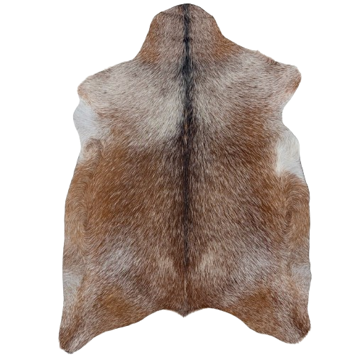 Brown and White Speckled Goatskin:  brown with white speckles, and blackish brown with white speckles down the spine - 3'7" x 2'4"  (GOAT458)