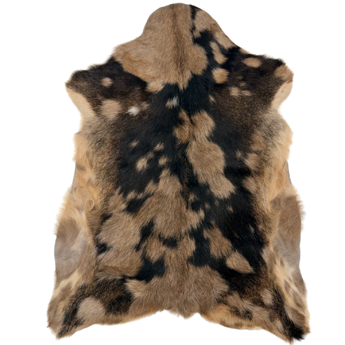 Two Tone Brown Goatskin:  medium brown with dark brown spots - 2'11' x 2' (GOAT468)