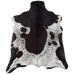 Blackish Brown and White Speckled Goatskin: white with blackish brown speckles and large and small black spots - 3'8" x 2'7"  (GOAT469)