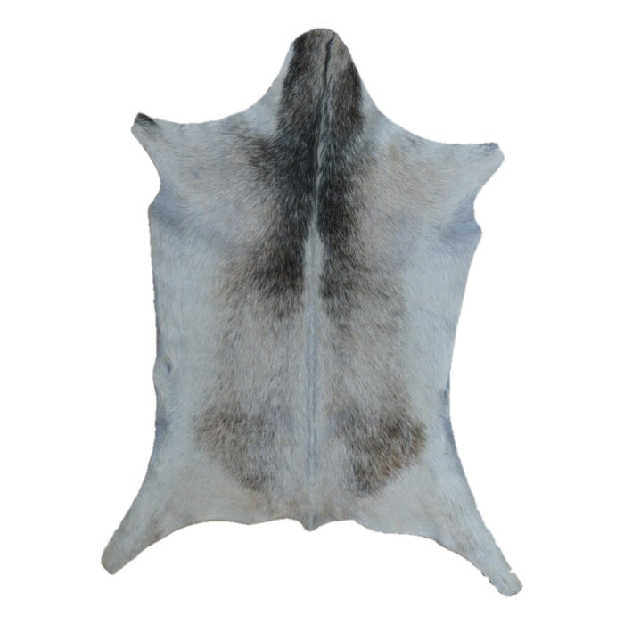 Grey and White goatskin rug, 3'5" x 2'4", shown on white background (GT-001)