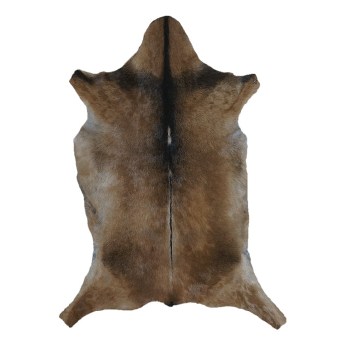 Brown and Black goatskin rug, 3'4" x 2'6", shown on white background (GT-002)