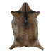 Brown and Black goatskin rug, 3'4" x 2'6", shown on white background (GT-002)