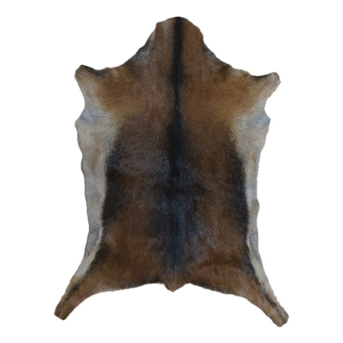 Brown and Black goatskin rug, 3'3" x 2'4", shown on white background (GT-003)