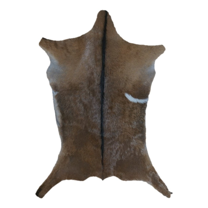 Brown goatskin rug, 3'3" x 2'4", shown on white background (GT-004)