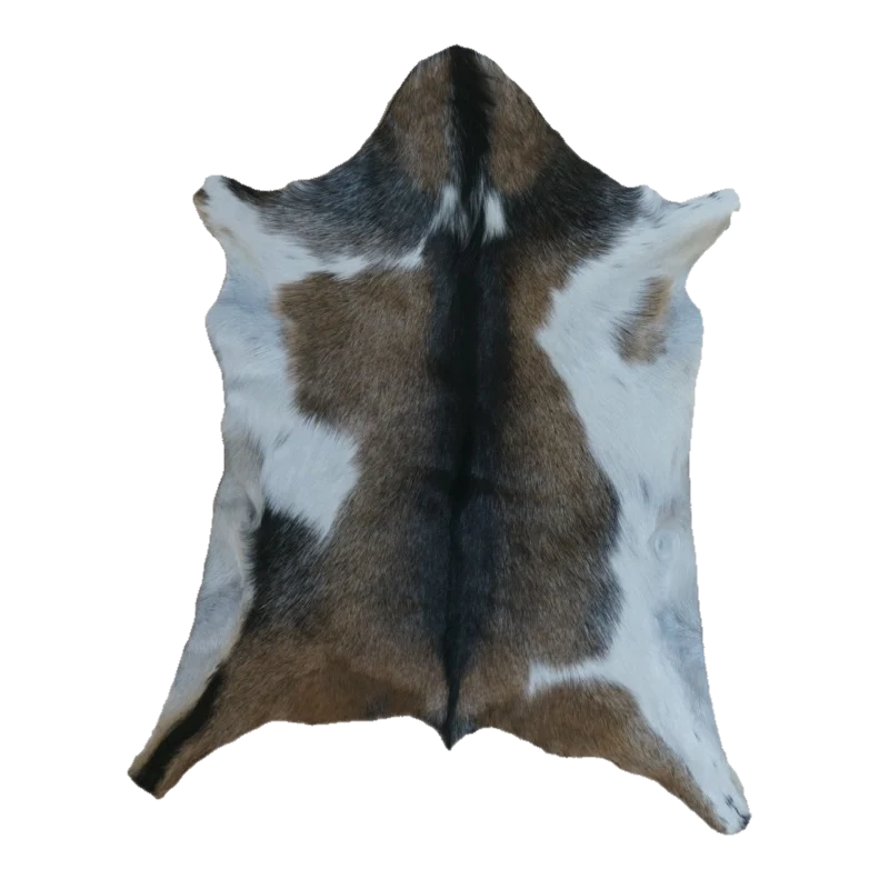 Brown and White Goat Hide Rug, 3'1" x 2'4" #GT-005