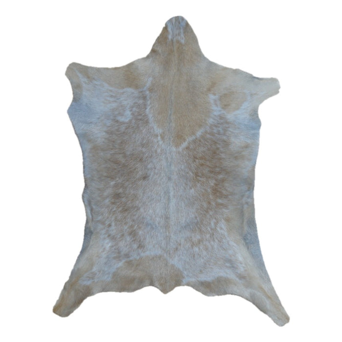 Cream goatskin rug, 3'4" x 2'6", shown on white background (GT-007)