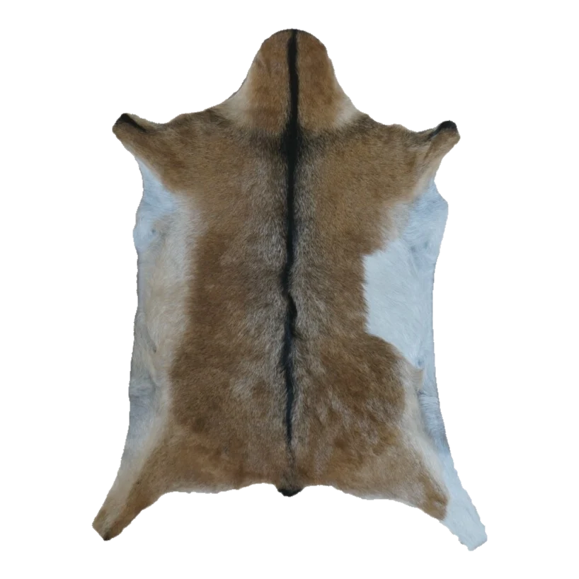 Tan and White Goat Hide Rug, 3'2" x 2'5" #GT-008