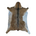 Tan and White goatskin rug, 3'2" x 2'5", shown on white background (GT-008)