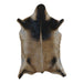 Tan and Black goatskin rug, 3'2" x 2'1", shown on white background (GT-009)