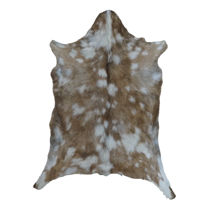 Tan and White Spotted Goat Hide Rug, 3'4" x 2'5" #GT-010