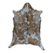 Tan and White Spotted goatskin rug, 3'4" x 2'5", shown on white background (GT-010)