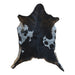 Black and White goatskin rug, 3'4" x 2'6", shown on white background (GT-014)
