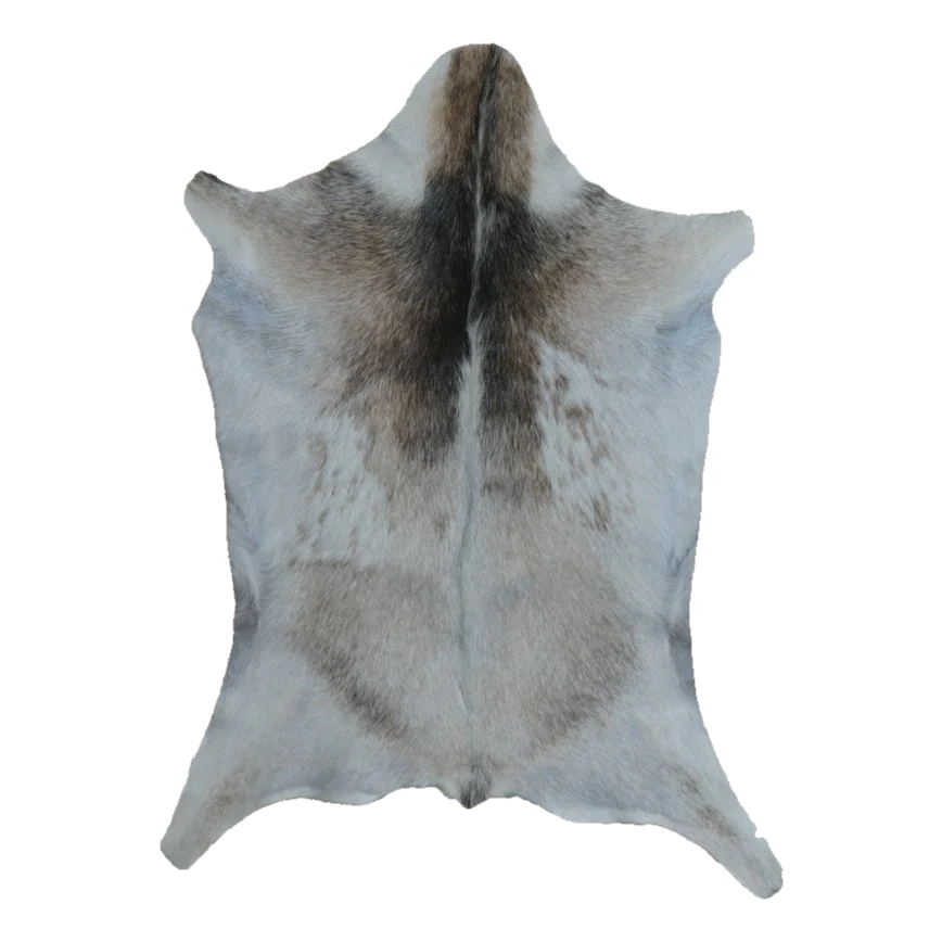Cream and Grey Goat Hide Rug, 3'4" x 2'5" #GT-015