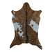 Brown and White goatskin rug, 3'5" x 2'5", shown on white background (GT-016)