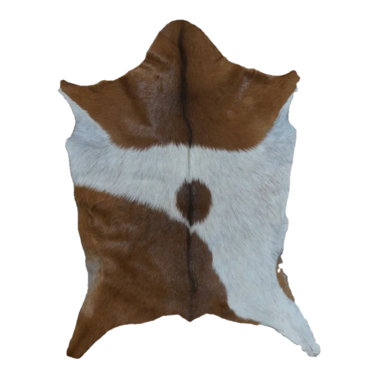 Brown and White Goat Hide Rug, 2'11" x 2'3" #GT-017