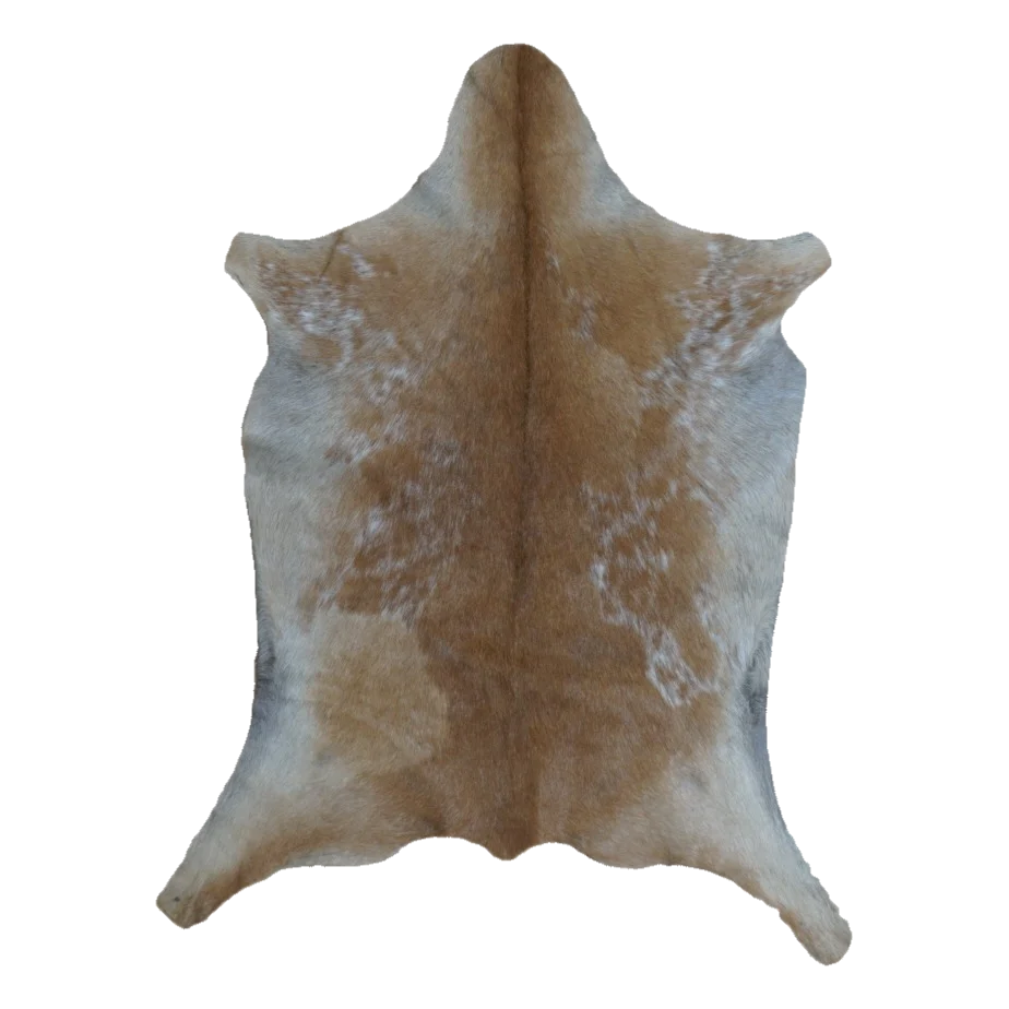 Tan and White Goat Hide Rug, 3'7" x 2'8" #GT-019