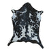 Black and White goatskin rug, 3'4" x 2'7", shown on white background (GT-020)