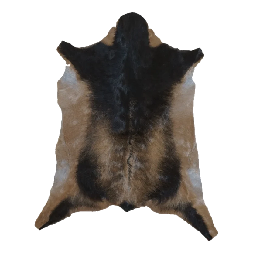 Tan and Black Goat Hide Rug, 3'3" x 2'5" #GT-021