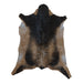 Tan and Black goatskin rug, 3'3" x 2'5", shown on white background (GT-021)