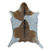 Brown and White goatskin rug, 3'5" x 2'6", shown on white background (GT-022)