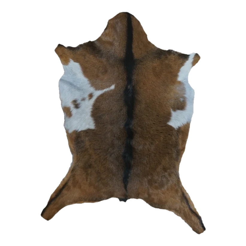 Brown and White Goat Hide Rug, 3'1" x 2'4" #GT-023