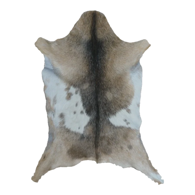 Tan and White Goat Hide Rug, 2'11" x 2'2" #GT-024