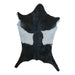 Black and White goatskin rug, 3'2" x 2'2", shown on white background (GT-027)
