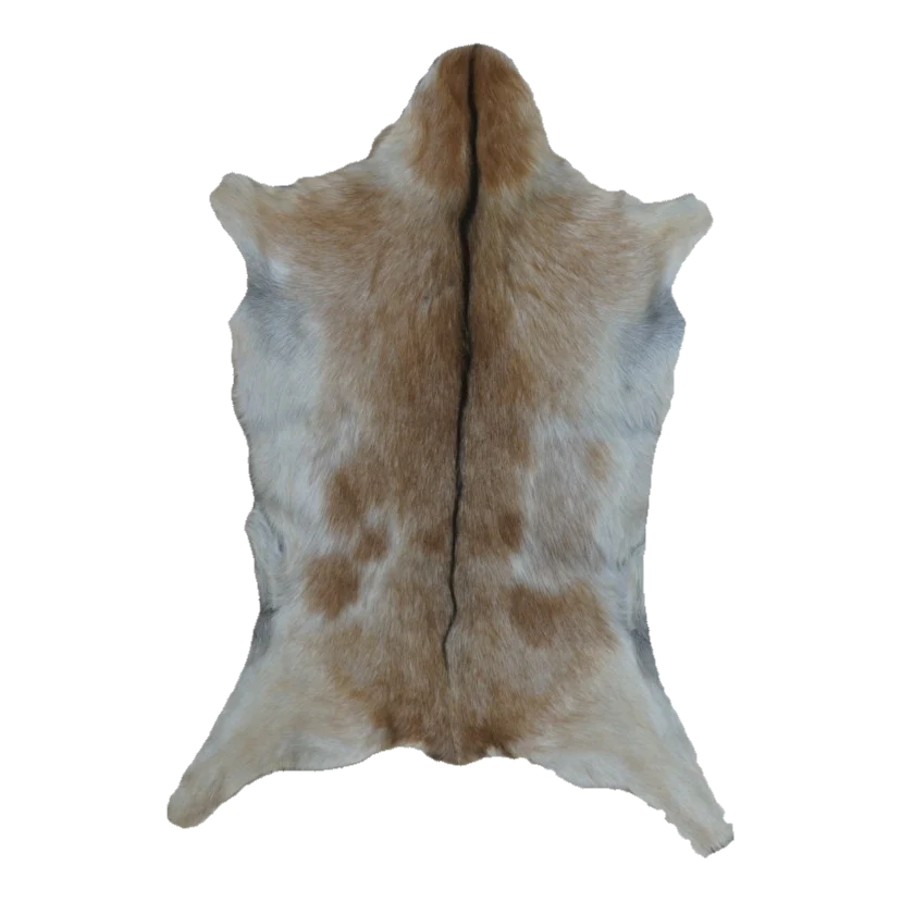 Cream and Tan Goat Hide Rug, 3'3" x 2'3" #GT-029