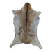 Cream and Tan goatskin rug, 3'3" x 2'3", shown on white background (GT-029)
