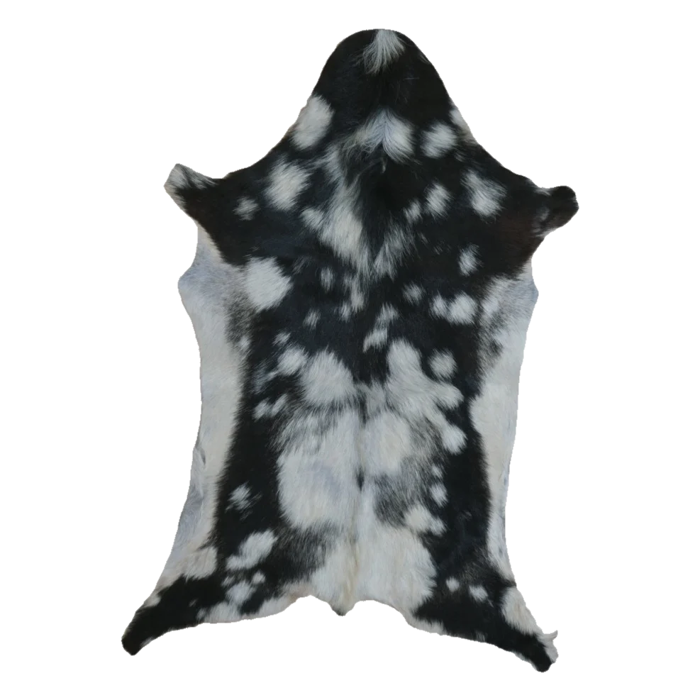 Black and White Goat Hide Rug, 3'10" x 2'9" #GT-030