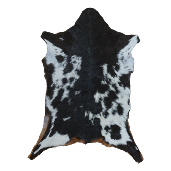 Black and White goatskin rug, 3'6" x 2'7", shown on white background (GT-034)