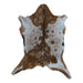 Brown and White Spotted goatskin rug, 3'3" x 2'6", shown on white background (GT-035)