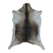 Brown and Black goatskin rug, 2'10" x 2'3", shown on white background (GT-036)