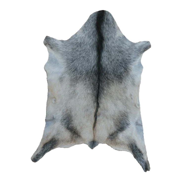 Grey and White Goat Hide Rug, 2'10" x 2'1" #GT-037