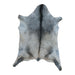 Grey and White goatskin rug, 2'10" x 2'1", shown on white background (GT-037)