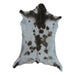 White With Brown Spots goatskin rug, 3'5" x 2'6", shown on white background (GT-038)
