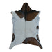 Brown and White goatskin rug, 3'4" x 2'4", shown on white background (GT-044)